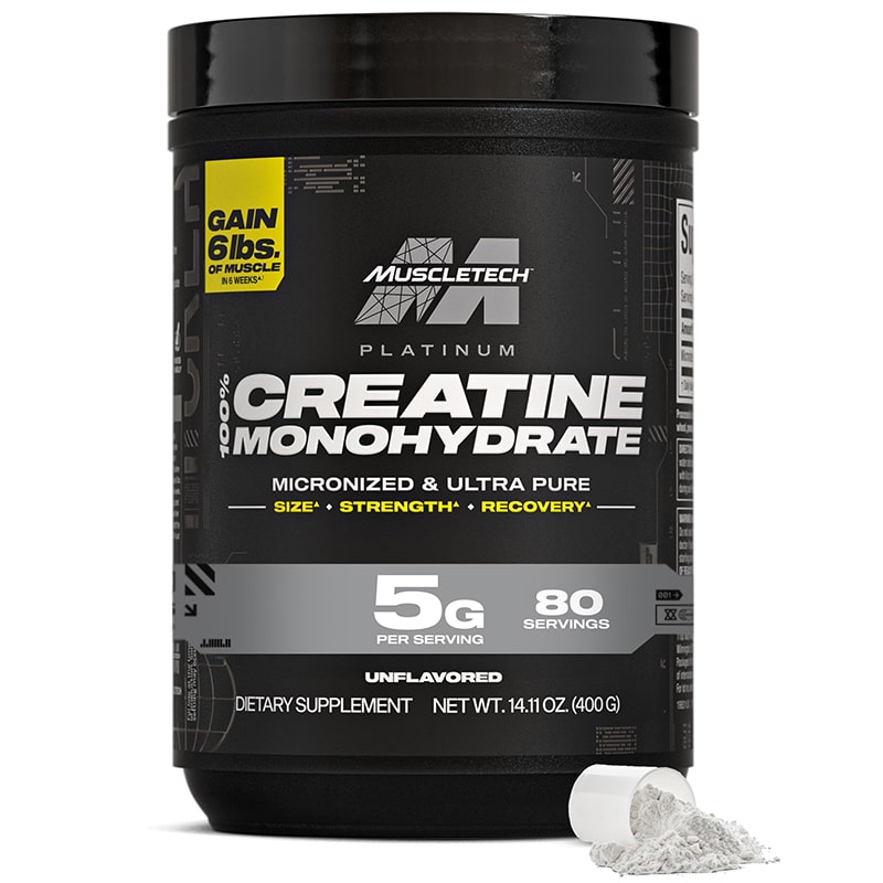 MuscleTech-Platinum-100-Creatine-Unflavored-400-g-48-min کراتین مونوهیدرات پلاتینیوم ماسل تک 400 گرمی طرح جدید | افزایش قدرت و حجم عضلانی | - تصویر 1